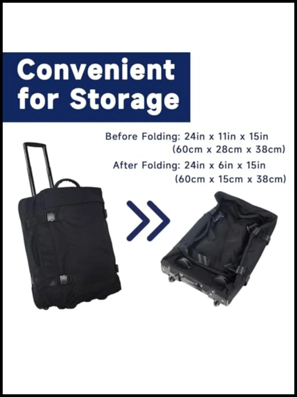 Rolling Duffle Bag with Wheels, 60L Travel Suitcase, 900D Nylon, Telescopic